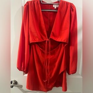 Red long sleeve mini dress
